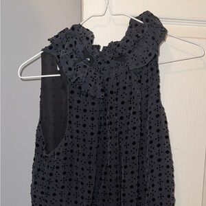 Sara Campbell Black Sleeveless Polka Dot Blouse